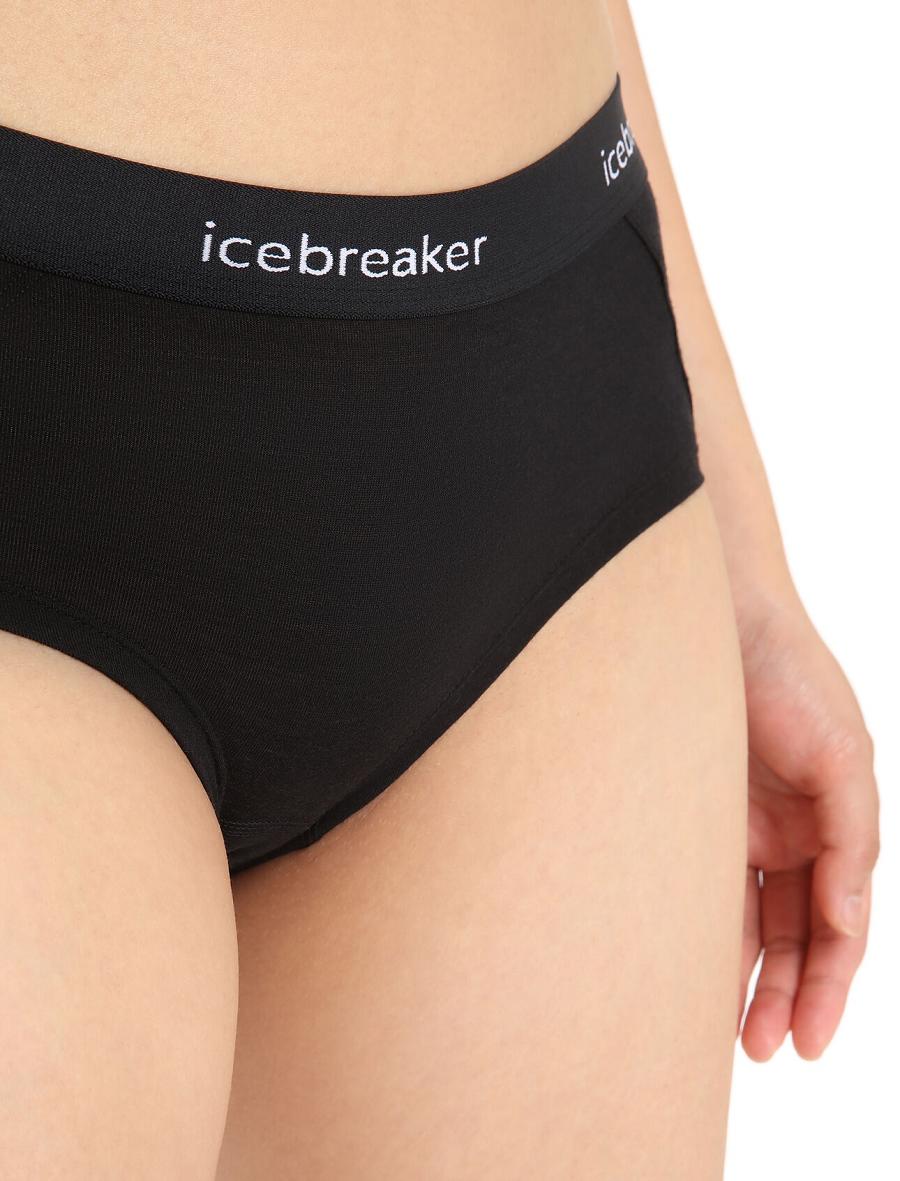 Bielizny Icebreaker Merino Sprite Hot Pants Damskie Czarne | PL 1239NWYB